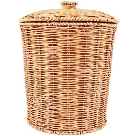 BARKBUSTERS  Panier de Rangement en Osier Naturel avec Couvercle Poubelle Ronde Décorative