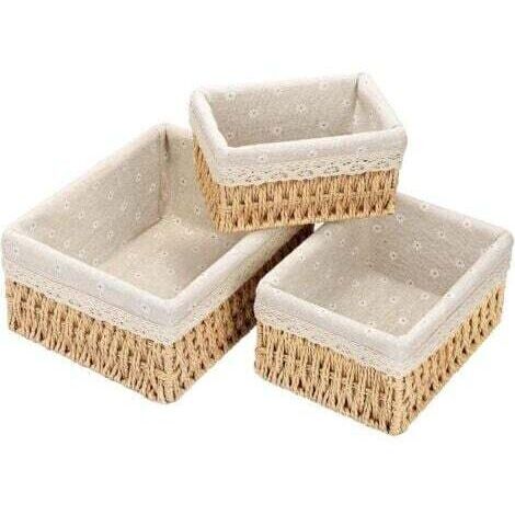 BARKBUSTERS  Panier Rangement, Lot de 3 Paniers de Rangement Tressés, Paniers et boîtes de Rangement, Corbeille Rangement pour Salle de Bain, Cuisine, Organisateur Table a Langer Bebe