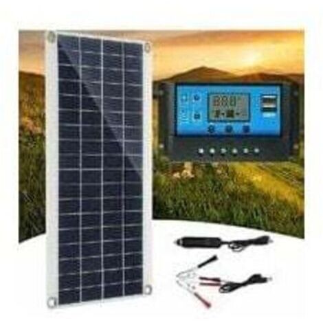 BARKBUSTERS Panneau solaire de 300 W, 12 V, avec kit de chargeur de contrôleur de charge solaire 60 A, idéal pour le camping-car, le yacht, les activités en plein air et l'éclairage de jardin.