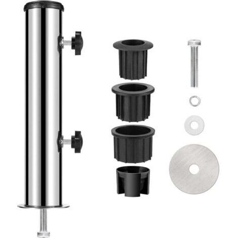 BARKBUSTERS Pied de Parasol, Support Fixation Parasol Ø58 en Acier Inoxydable, Accessoires pour Parasols avec 3 Anneaux de Réduction en PVC(Ø32/38/48mm)