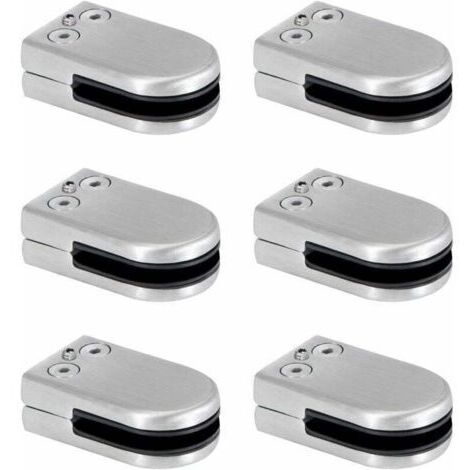 BARKBUSTERS Pince à Verre Pince de Verre en Acier Inoxydable Supports de Serrage en Verre de 6 à 8 mm Clip en Verre Réglable Connexion à Dos Plat pour Balustrade Escalier Main Courante 6 Pièces