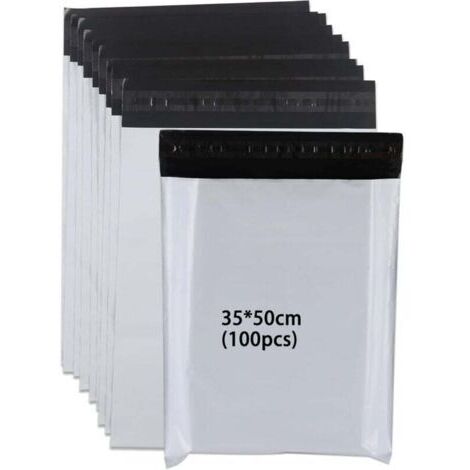 BARKBUSTERS Pochette Envoie Colis 100pcs Enveloppe Plastique Expedition 35cmX45+5cm Emballage Colis Vinted Blanc Pochette Envoie Colis Opaque pour Vêtements Textiles Boîte à Chaussures