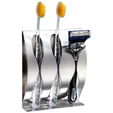 BARKBUSTERS Porte-brosse à dents mural haut de gamme, support de rangement pour rasoirs en acier inoxydable, support auto-adhésif pour brosse à dents, organisateur ou accessoire de salle de bain