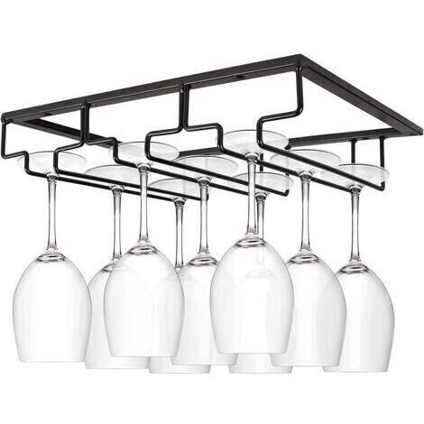 BARKBUSTERS Porte-gobelet à vin en acier inoxydable à 3 niveaux Décor de table pour bar ou cuisine Noir