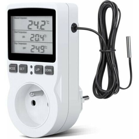 BARKBUSTERS Prise Thermostat, Prise Minuteur Digital, Prise Programmable Digitale avec Sonde, Minuterie Numérique Programmable, Prise Thermostat chauffage pour Serre, Aquarium,