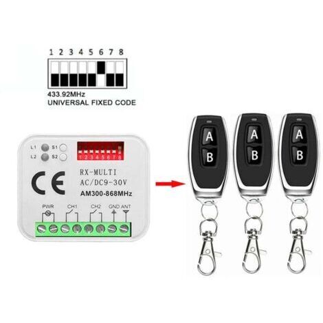 BARKBUSTERS  Récepteur à distance pour portail de garage - RX MULTI 300-900MHZ - 433 868MHz - AC/DC 9-30V - Avec télécommande
