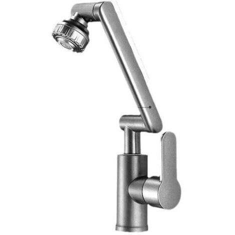 BARKBUSTERS Robinet Cuisine Rabattable, 1080° Flexible Rotation Mitigeur Cuisine,Robinet Evier Sous Fenêtre en Acier Inoxydable Gris