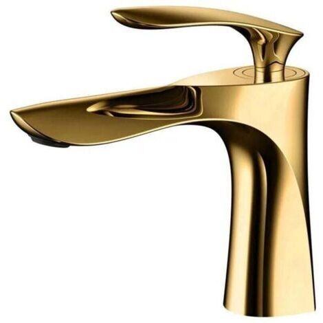 BARKBUSTERS Robinet de lavabo pour salle de bain Mitigeur en laiton Fini or chrome doré Mitigeur avec lavabo（avec tuyau）