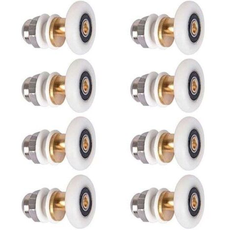 BARKBUSTERS Roulettes Douche 25mm, Roulette Porte Coulissante Douche Roulement pour Porte de Douche 8 Pièces