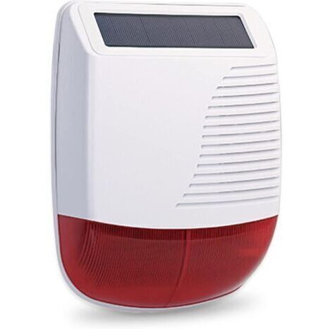 BARKBUSTERS Sirènes Solaire sans Fil, Alarmes Maison extérieure, Son 110 DB, Fonction Flash LED, Batterie Longue durée, pour Dissuader Les intrus, Compatible avec WiFi Alarmes Maison