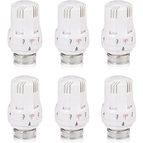 BARKBUSTERS Tete Thermostatique Radiateur, 6 Pièces Tête de Vanne de Radiateur, Robinet Thermostatique Radiateur, M30 X 1,5 Tête de Thermostat, Tête de Radiateur pour Le Bureau et La Maison(A)