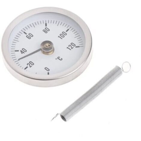 BARKBUSTERS Thermomètre bimétallique à cadran de 63mm, en acier inoxydable, tuyau à ressort à Clip, jauge de test de température, 0-120 degrés