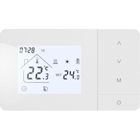 BARKBUSTERS Thermostat Chaudiere gaz à Pile,Programmable quotidiennement,Alimentation par Batterie ou USB,Blanc