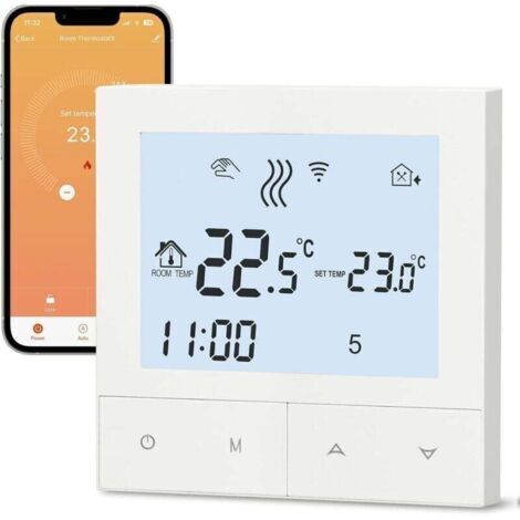 BARKBUSTERS Thermostat Intelligent Thermostat de Chauffage Thermostats WiFi Thermostats Mural Intelligent pour Chauffage par écran LCD pour Facilité de Contrôle et Programmation, TDS72WIFI-EP