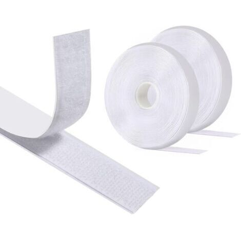 BARKBUSTERS8 M X 20 MM (Blanc) Scratch Autocollant Double Face , Hook Loop Rubans Ruban AdhéSif Puissant à Crochets Et Boucles pour La Couture