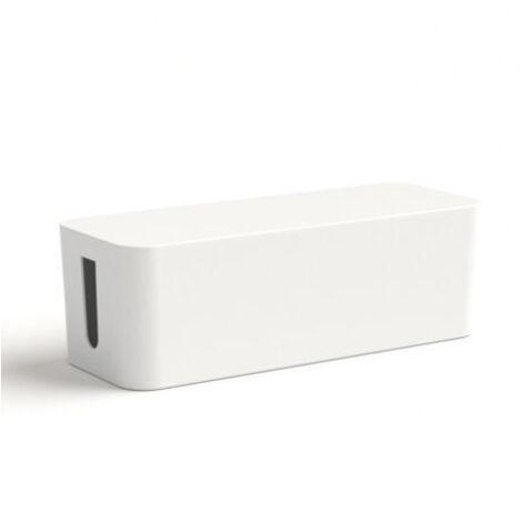 BARKBUSTERSBoîte pour câbles (Boite Rangement pour cables chargeurs et multiprises, boitier cache câbles 40x15,5x13,5cm, pieds en caoutchouc) Blanc