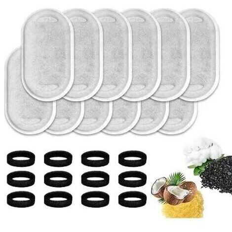 BARKBUSTERSLot de 24 Filtre Fontaine Eau Chat, Filtre Fontaine avec 12 Pièces Et Une éponge en 12 Pièces Mousse, Trois Couches de Filtration Remplacement Chien Filtre Fontaine à Eau
