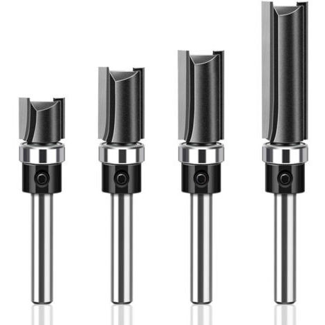BARKBUSTERSLot de 4 Fraises à Copier Bois à Tige de 6 mm, Dotées de Roulements à Billes, Outil de Coupe Professionnel pour Routeur, Pour Bois