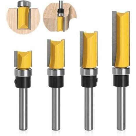 BARKBUSTERSLot de 4 Fraises pour Défonceuses 1/4 poignée, Fraise Metal Defonceuse a Bois, pour le Bois Massif, Outil de Coupe Professionnel le Panneau de Particules, le MDF, etc.