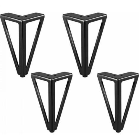 BARKBUSTERSPieds de meubles de remplacement en métal 4 pièces, noir, 15 cm, adaptés aux pieds de meubles de salle de bain, pieds de meubles TV, tables basses