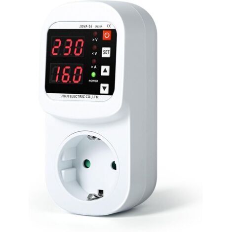 BARKBUSTERSProtecteur de Surtension AC 220V 16A - Prise avec Affichage Double, Limiteur Tension et Courant