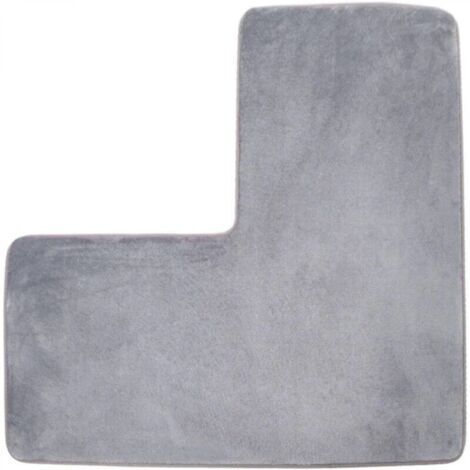 BARKBUSTERSTapis de bain en L - Tapis de douche d'angle en polaire corail doux, antidérapant et absorbant, lavable pour douche carrée, toilettes, maison et spa (gris)
