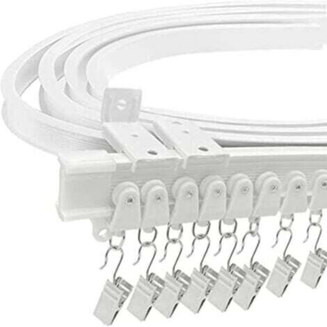 BARKBUSTERSTringle à rideaux, Rail de rideau de plafond flexible pour baie vitrée, environ 5 m, pliable courbe support mural en plastique robuste pour séparateur de chambre
