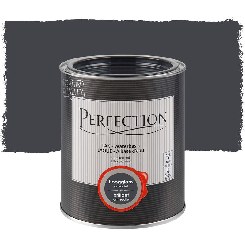 

Barniz a base de agua, Perfection - Gloss - 40 antracita - 750ml - 10m² - Cobertura total - 40 Anthracite