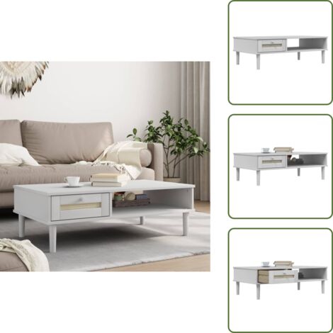 Barniz UV - vidaXL Mesa de centro SENJA aspecto ratán madera blanco 100x55x33 cm - Almacenamiento