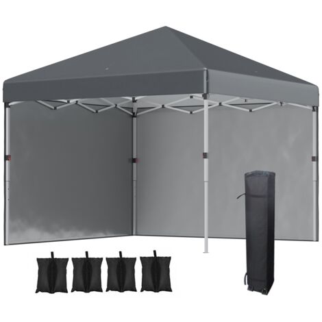 Barnum pliant 297 x 297 x 288 cm avec parois latérales - Pavillon de jardin protection UV - Structure acier gris foncé