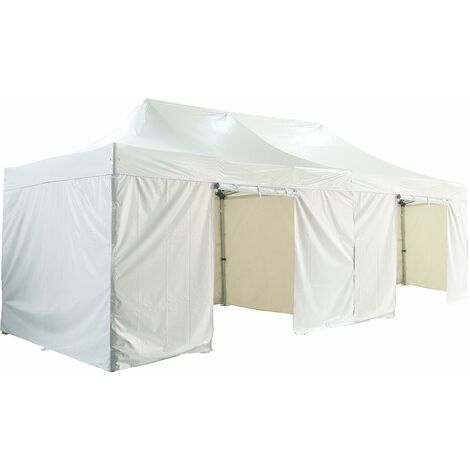 Barnum pliante 4x8m 50mm en aluminium premium PRO 520Gr/m2 Etanche avec pack 4 murs amovibles blanche tente de Réception Qualité