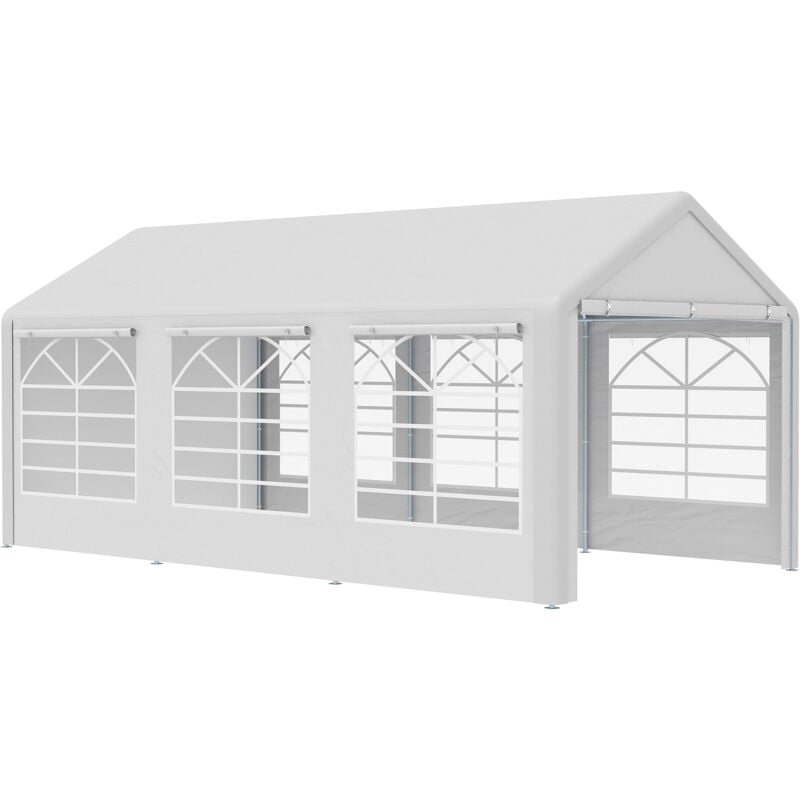 Outsunny - Barnum tonnelle tente de réception 3 x 6 m - 6 fenêtres, 2 portes - acier galvanisé pe blanc