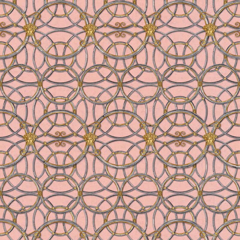 Profhome - Barock Tapete 370496 Vliestapete Glatt Mit Ornamenten Glänzend Silber Gold Rosa Grau 7, 035 M2