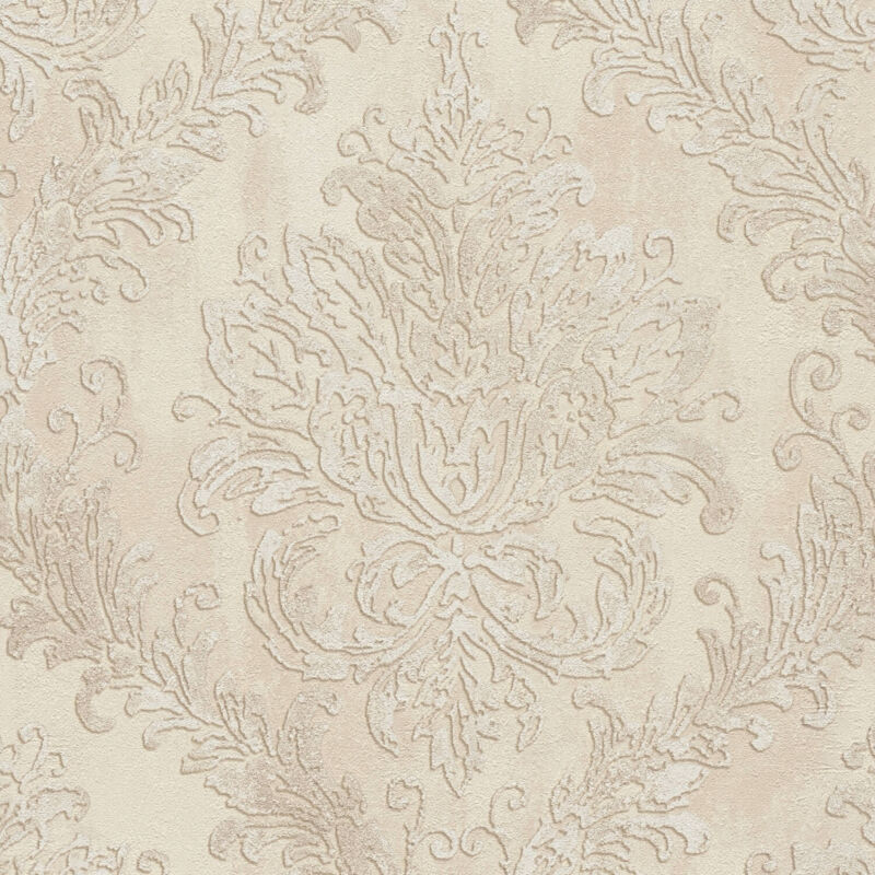 Barock Tapete Profhome 790495 Heißgeprägte Vliestapete Leicht Strukturiert Mit Ornamenten Schimmernd Creme Beige Perl-weiß 5, 33 M2