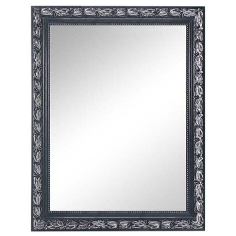 Barock Wandspiegel TANJA mit Holzrahmen Schwarz-Silber 55x70 cm