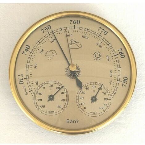 MM_UNVERIFIED_BRAND Barometer, Weather Station with Barometer and Hygrometer Thermometer, 3 in 1 Wall-mounted Analog Weather Station for Indoors and Outdoors MOON