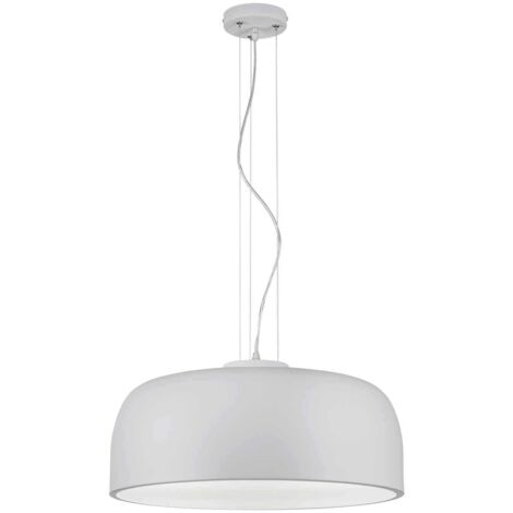 BARON SOSPENSIONE TONDA METALLO BIANCO CON DIFFUSORE SATINATO D.52 CM 4 LUCI ATTACCO E27