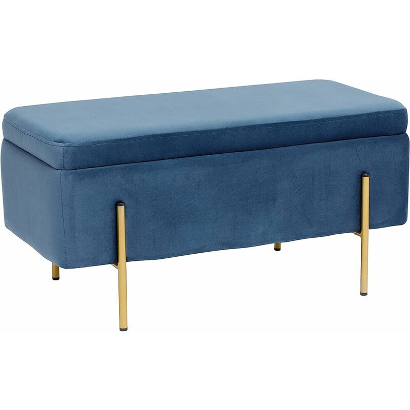 

Baroni Inicio Cofre plegable, Banco Contenedor de almacenamiento, Pouf Soxpet Velvet 80x40x40 cm Azul - Baroni Home