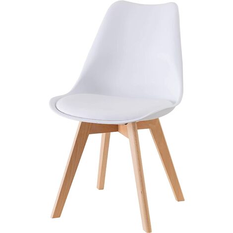Baroni Home Chaise de salle à manger ou Chaise de bureau avec des jambes en bois avec coussin intégré 1 pièce 50x48x82 cm