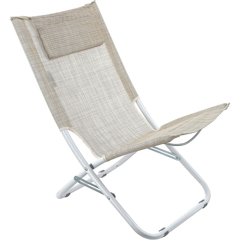 Chaise longue de jardin, plage, piscine, avec structure en aluminium, revêtement en textilène et coussin doux taupe 65 x 38 x 70 cm - Baroni Home