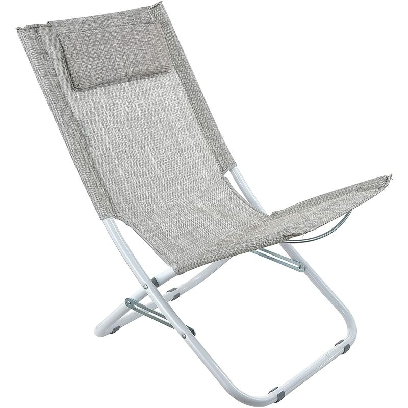 Chaise longue de jardin, plage piscine avec structure en aluminium, revêtement en textilène et coussin doux (Gris) - Baroni Home