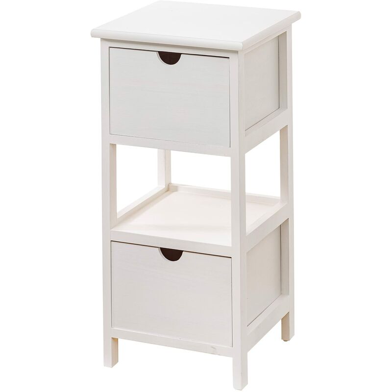 Baroni Home - Comodino, Mobiletto da Soggiorno, Salotto, Camera da Letto, Cameretta, Bagno, Mobiletto Multiuso, Colore Bianco 2 Cassetti, 1 Ripiano