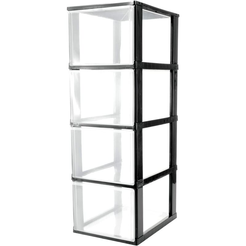 

Organizer Oficina Cómoda, Organizador de escritorio, Plástico Negro Almacenamiento multiuso 4 Cajones 26x34x76 cm ... - Baroni Home