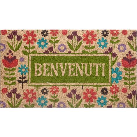 Baroni Home Paillasson Gain de Place Coco, Tapis d'Entrée avec Revêtement de l'envers en PVC, Peint à la Main, 70X40X2 CM