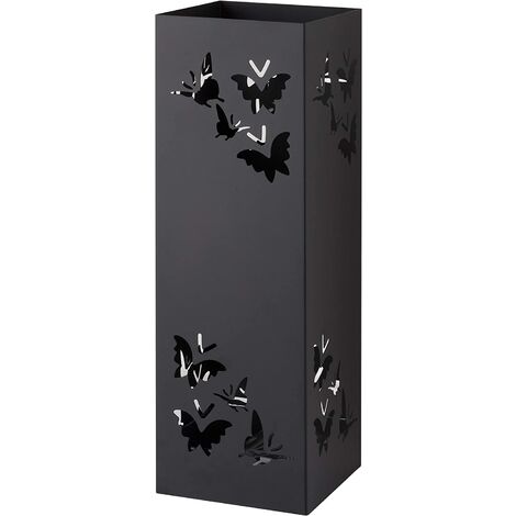 Portaombrelli nero con decoro traforato in ferro da 21x50 cm Nero 