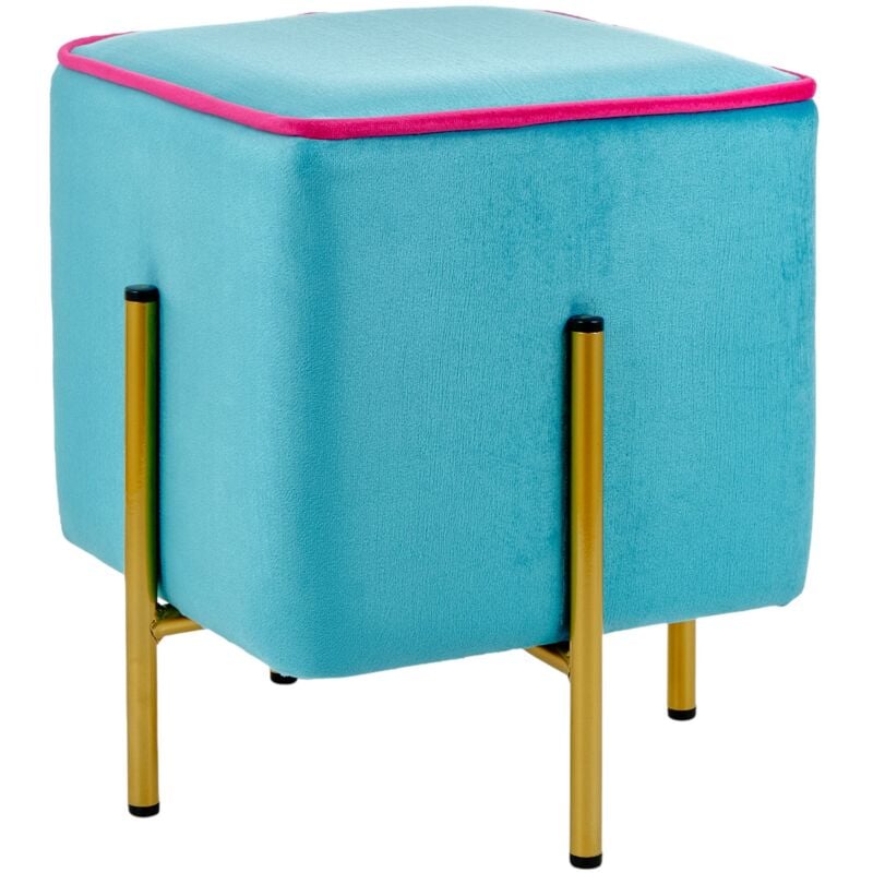 Baroni Home Pouf Poggiapiedi Quadrato in Velluto