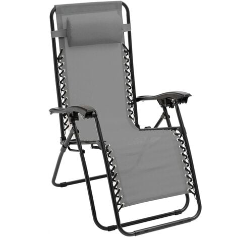 Baroni Home Sdraio da Giardino Sdraio Pieghevole Sedia Sdraio Zero Gravity 165x65x113 cm (Grigio)