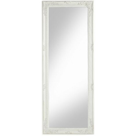 Baroni Home Specchio da parete con cornice rettangolare in legno bianco anticato. In Stile shabby. Dimensione: 28x3x65 cm