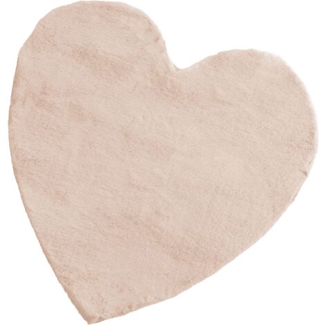 Baroni Home Tappeto a pelo lungo, Tappeto per bambini morbido, Tappeto Bambini Cameretta, Tappeto in Pelliccia Ecologica Morbido, Cuore Rosa, 90x90 cm