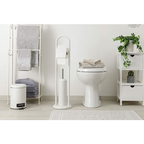 Baroni Home Toilette Scope avec porte en papier toilette en métal 20x20x80 cm